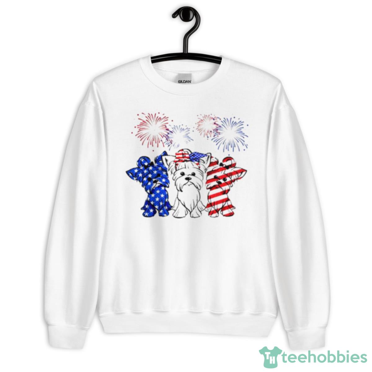 Fireworks Dog American Firework Pitbull Dog Shirt - Unisex Heavy Blend Crewneck Sweatshirt