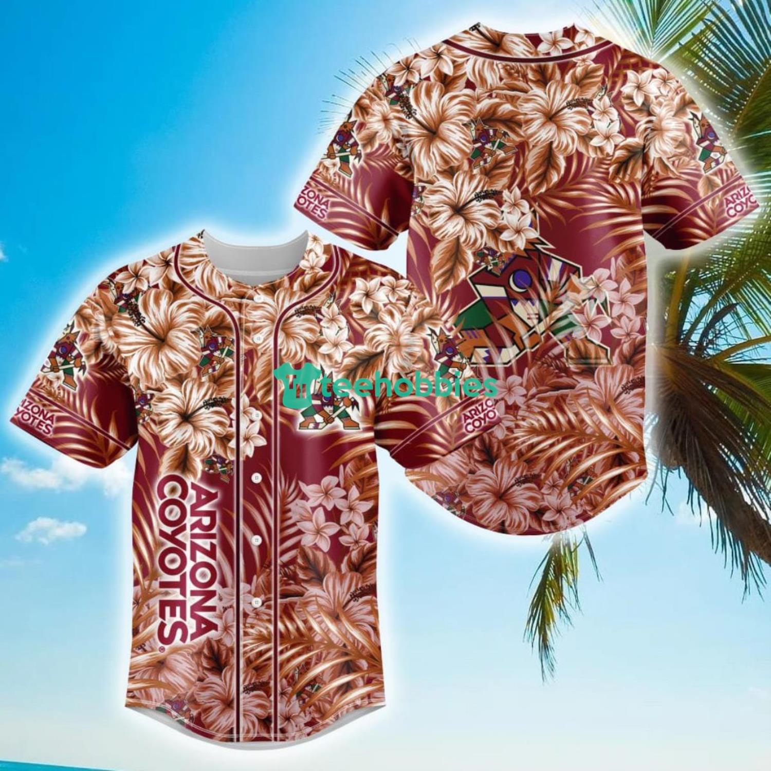 Floral NHL Arizona Coyotes Hawaiian Design Baseball Jersey For Men And Women Product Photo 1