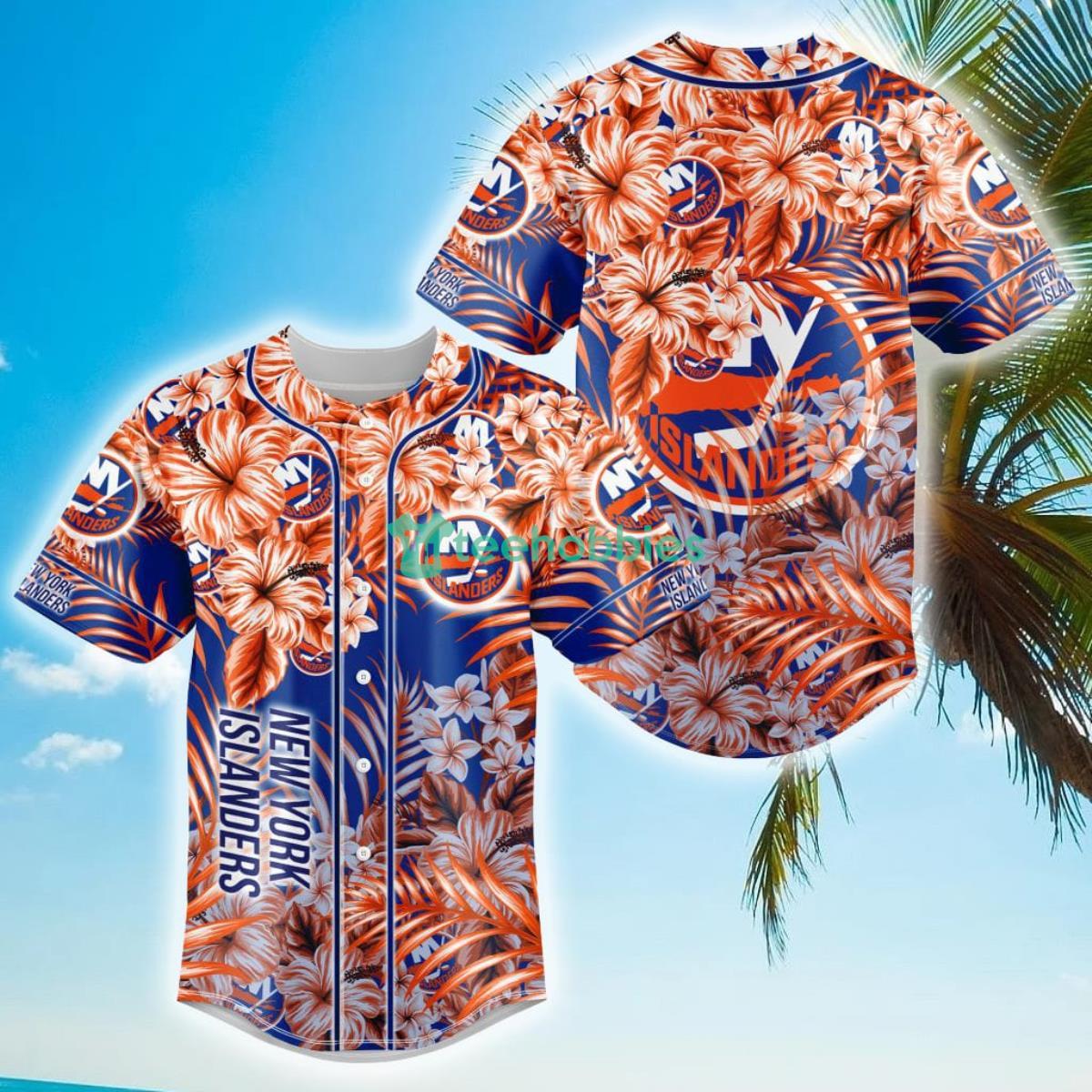 Floral NHL New York Islanders Hawaiian Design Baseball Jersey For Men And Women Product Photo 1