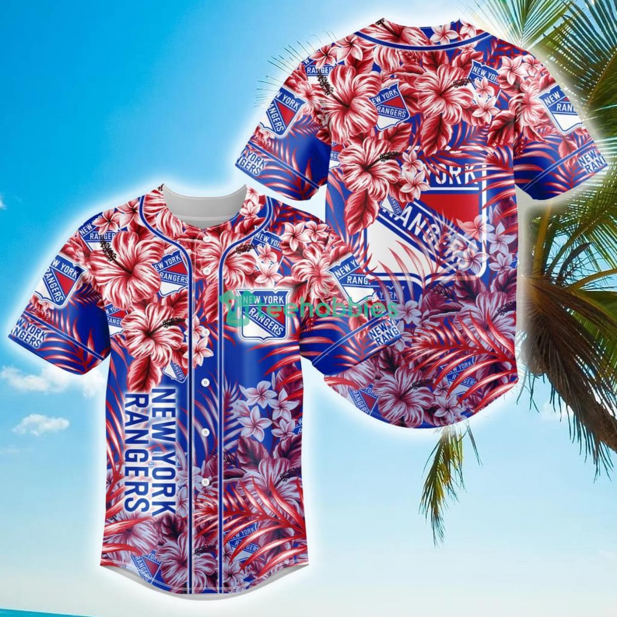 Floral NHL New York Rangers Hawaiian Design Baseball Jersey For Men And Women Product Photo 1