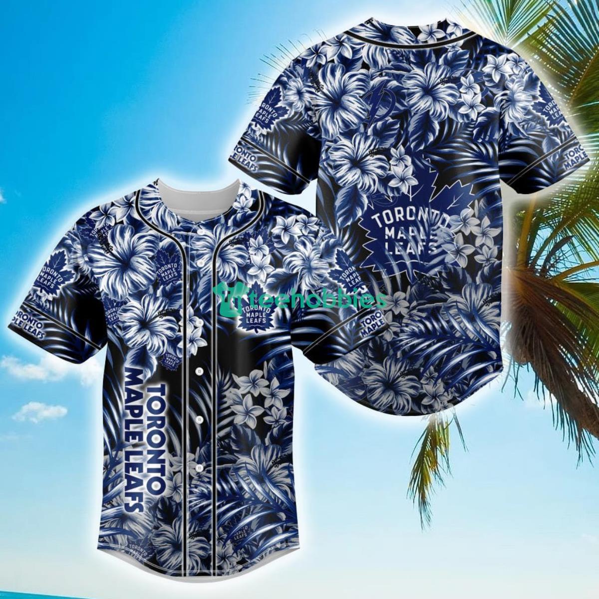 Floral NHL Toronto Maple Leafs Hawaiian Design Baseball Jersey For Men And Women Product Photo 1