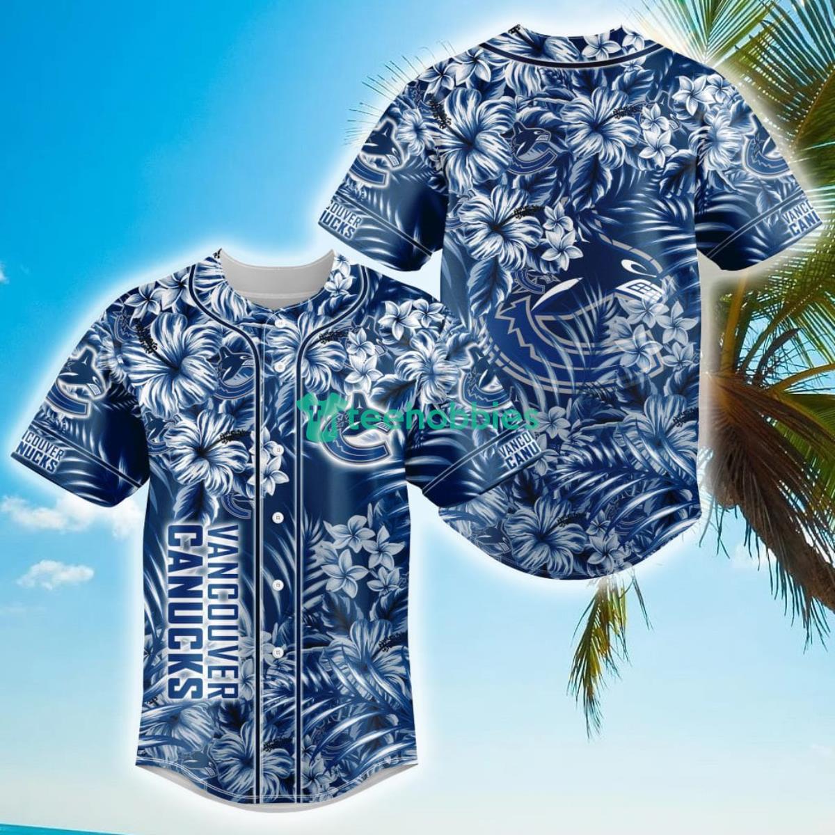 Floral NHL Vancouver Canucks Hawaiian Design Baseball Jersey For Men And Women Product Photo 1