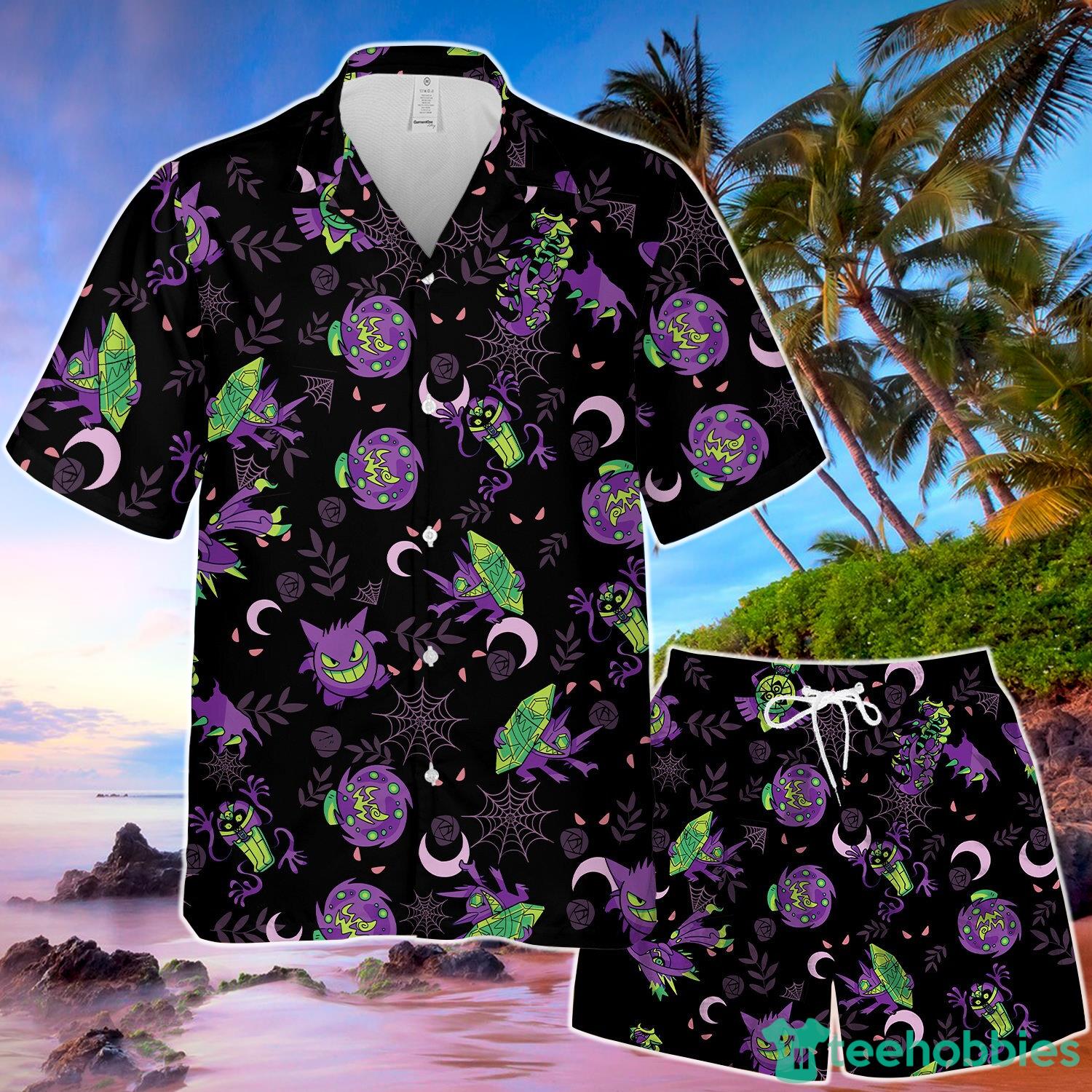 Gengar Ghost Hawaiian Shirt And Short For Men Women Product Photo 1