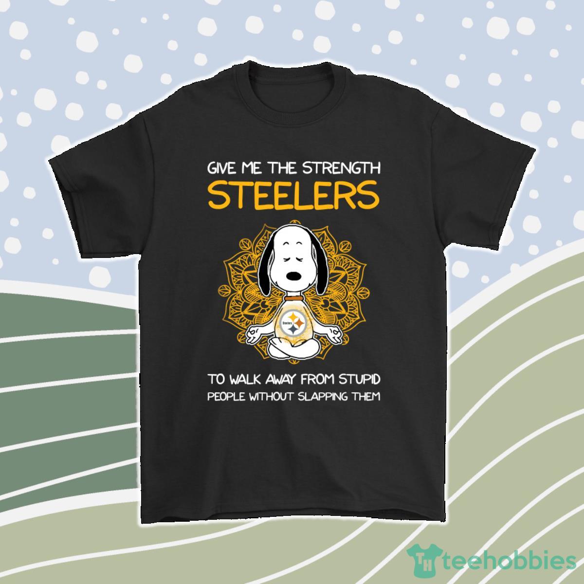 Give Me Strength Pittsburgh Steelers To Not Slap People Snoopy Men Women T-Shirt, Hoodie, Sweatshirt Product Photo 1