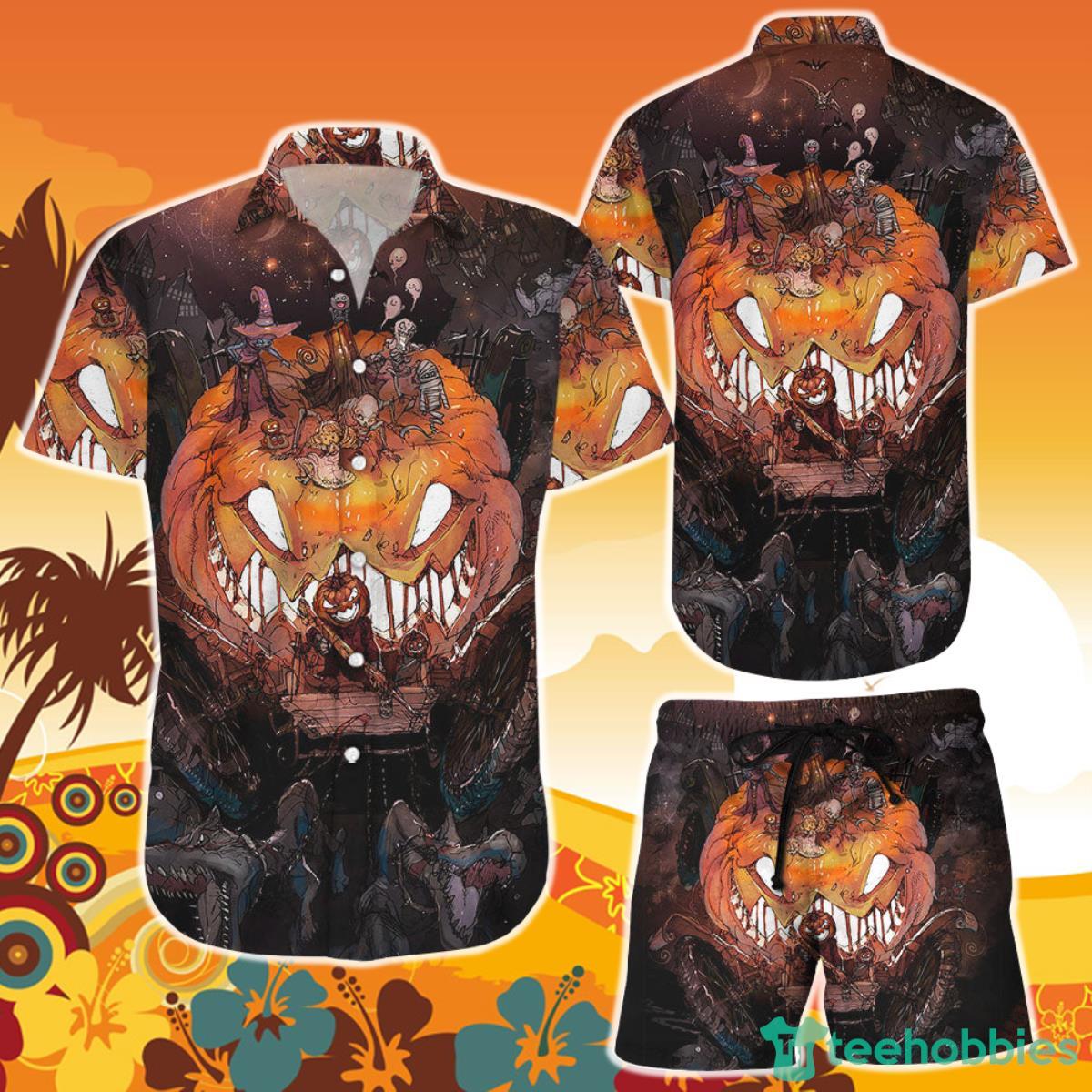 Halloween Dog Pumpkin Button Down Shirt and Short Pumpkin Presents Product Photo 1