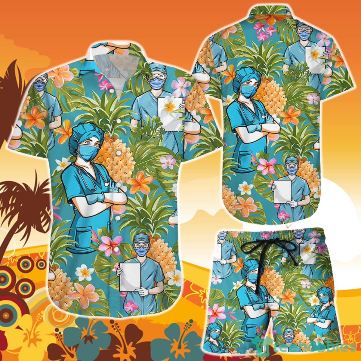 Hawaiian Nurse Pineapple Tropical Hawaii Shirt and Short Nurse Appreciation Gifts Product Photo 1