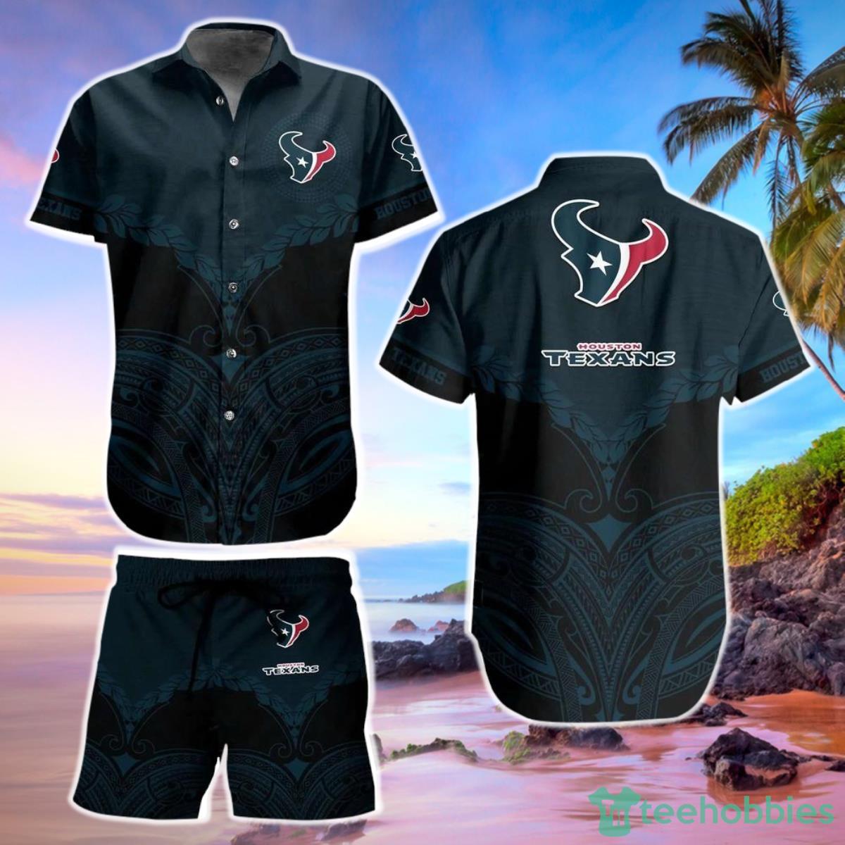 Houston Texans Football NFL Hawaiian Short Shirt Polynesian Pattern New Summer Product Photo 1