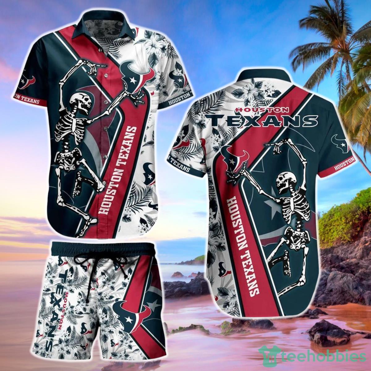 Houston Texans NFL Hawaiian Shirt and Short Sekeleton Design Hot Short Styles For Men Women Product Photo 1