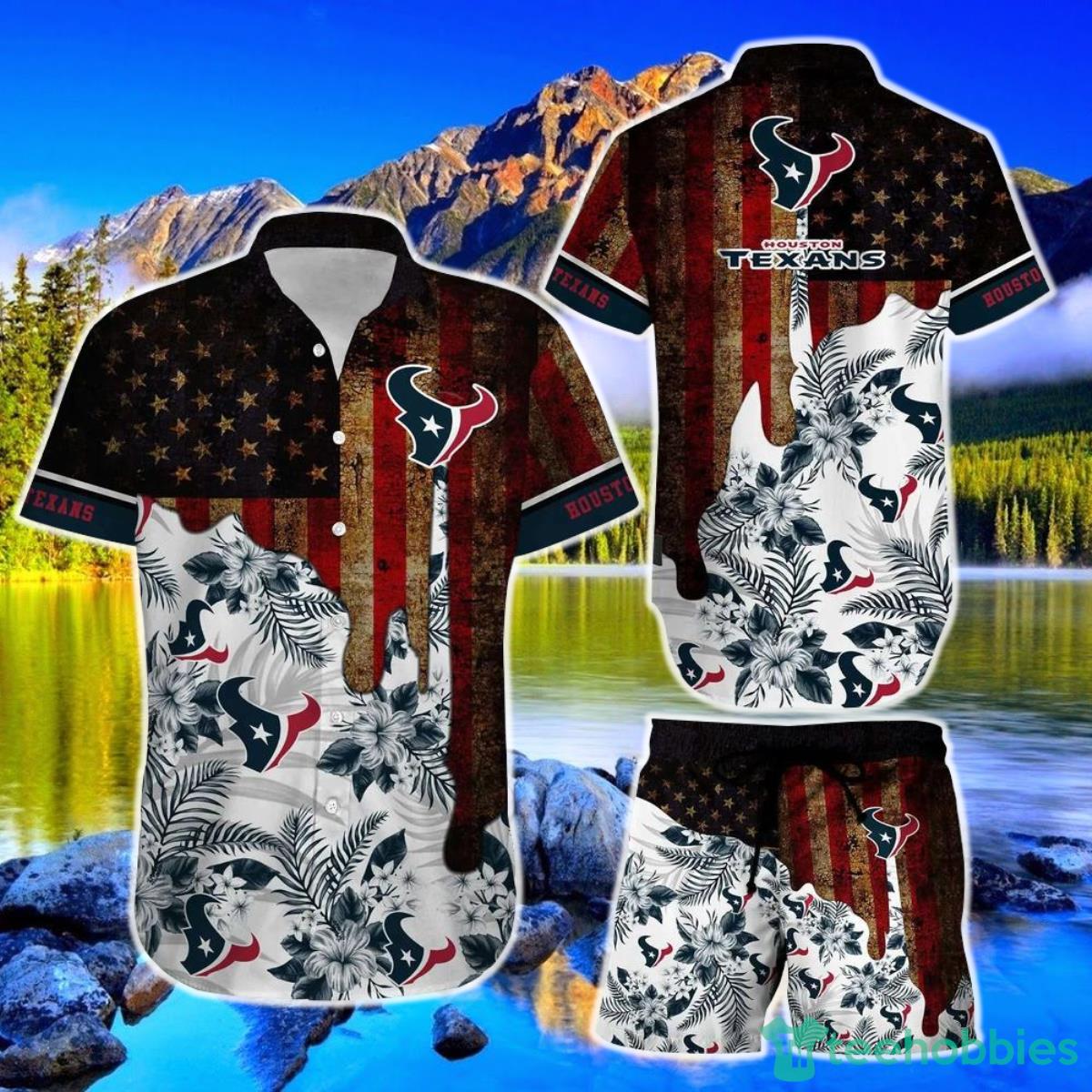 Houston Texans NFL Hawaiian Shirt And Short Summer Vintage US Flag Product Photo 1