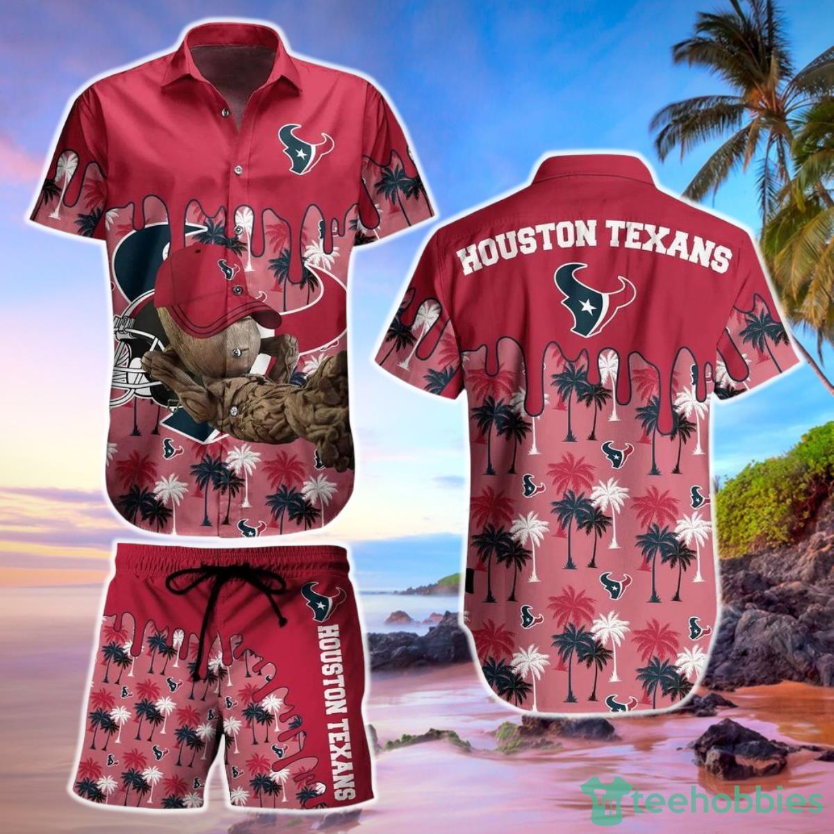 Houston Texans NFL Hawaiian Short Shirt Groot Graphic New Summer Perfect Best Gift Ever Product Photo 1