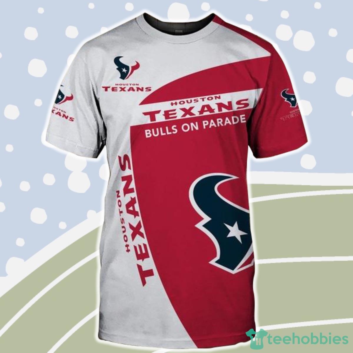 Houston Texans  T Shirt 3D Short Sleeve Bulls On Parade Product Photo 1