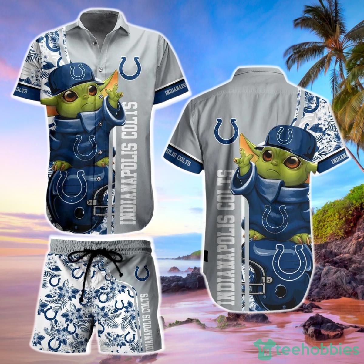 Indianapolis Colts Football NFL Baby Yoda Hawaiian Shirt And Short New Collection Summer Product Photo 1