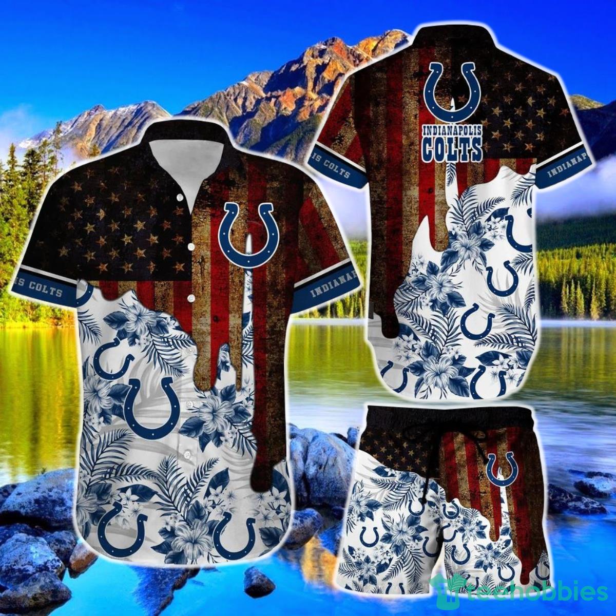 Indianapolis Colts NFL Hawaiian Shirt And Short Summer Vintage US Flag Product Photo 1