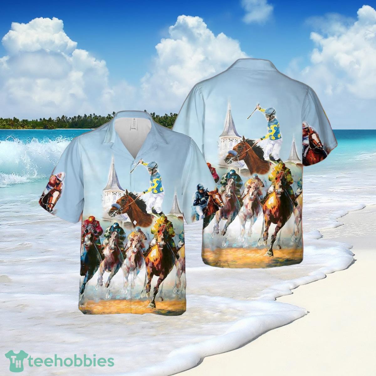 Kentucky Derby Horse Racing Beer And Horse Racing On The Steppe Hawaiian Shirt Product Photo 1