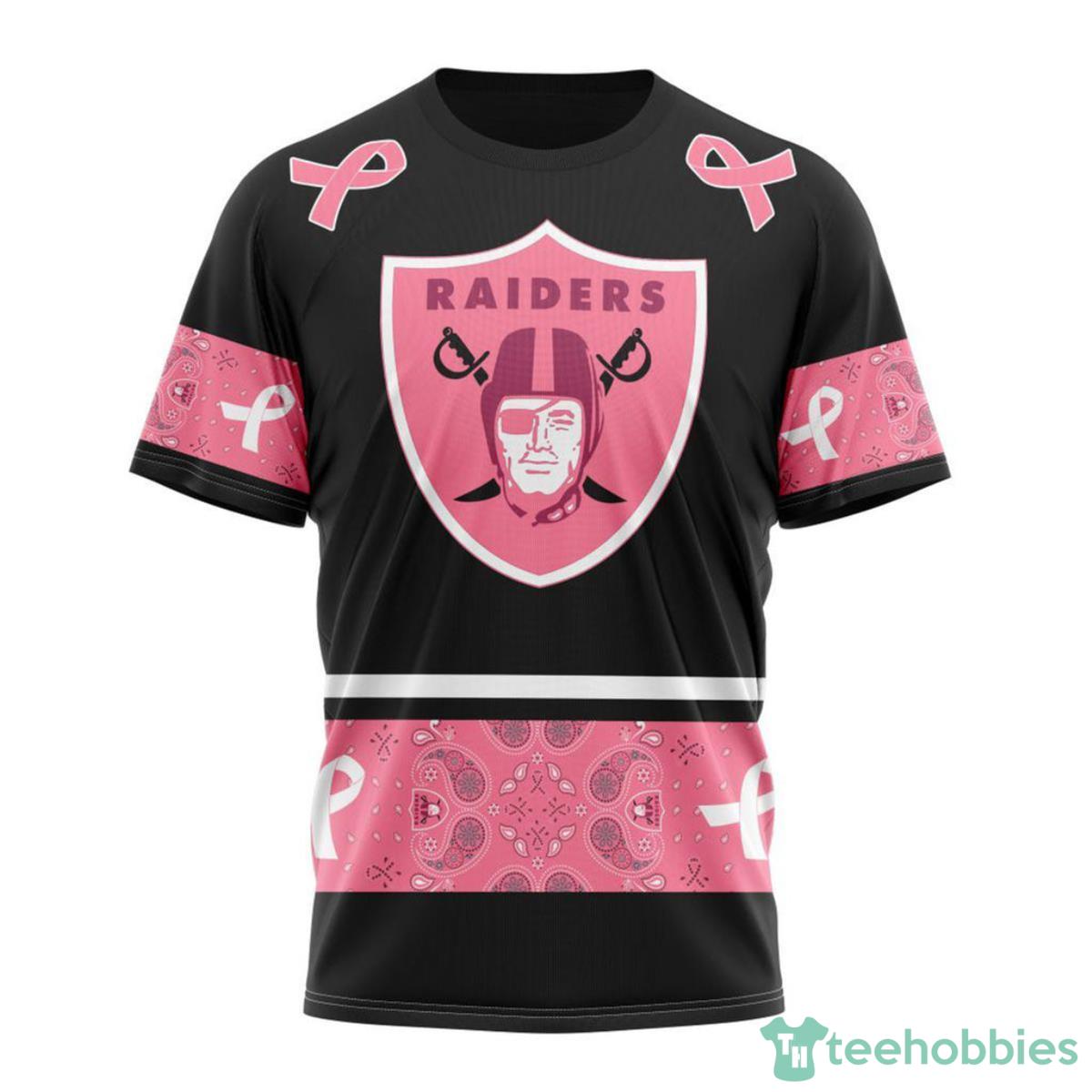 Las Vegas Raiders Breast Cancer 3D Shirt Custom Name Product Photo 1