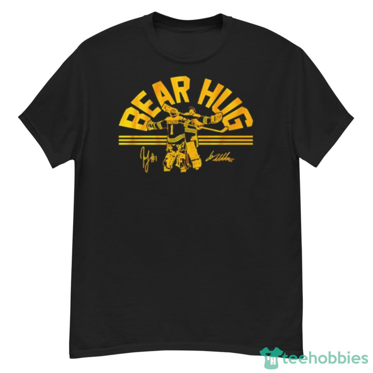Linus Ullmark And Jeremy Swayman Bear Hug Signature Shirt - G500 Men’s Classic T-Shirt