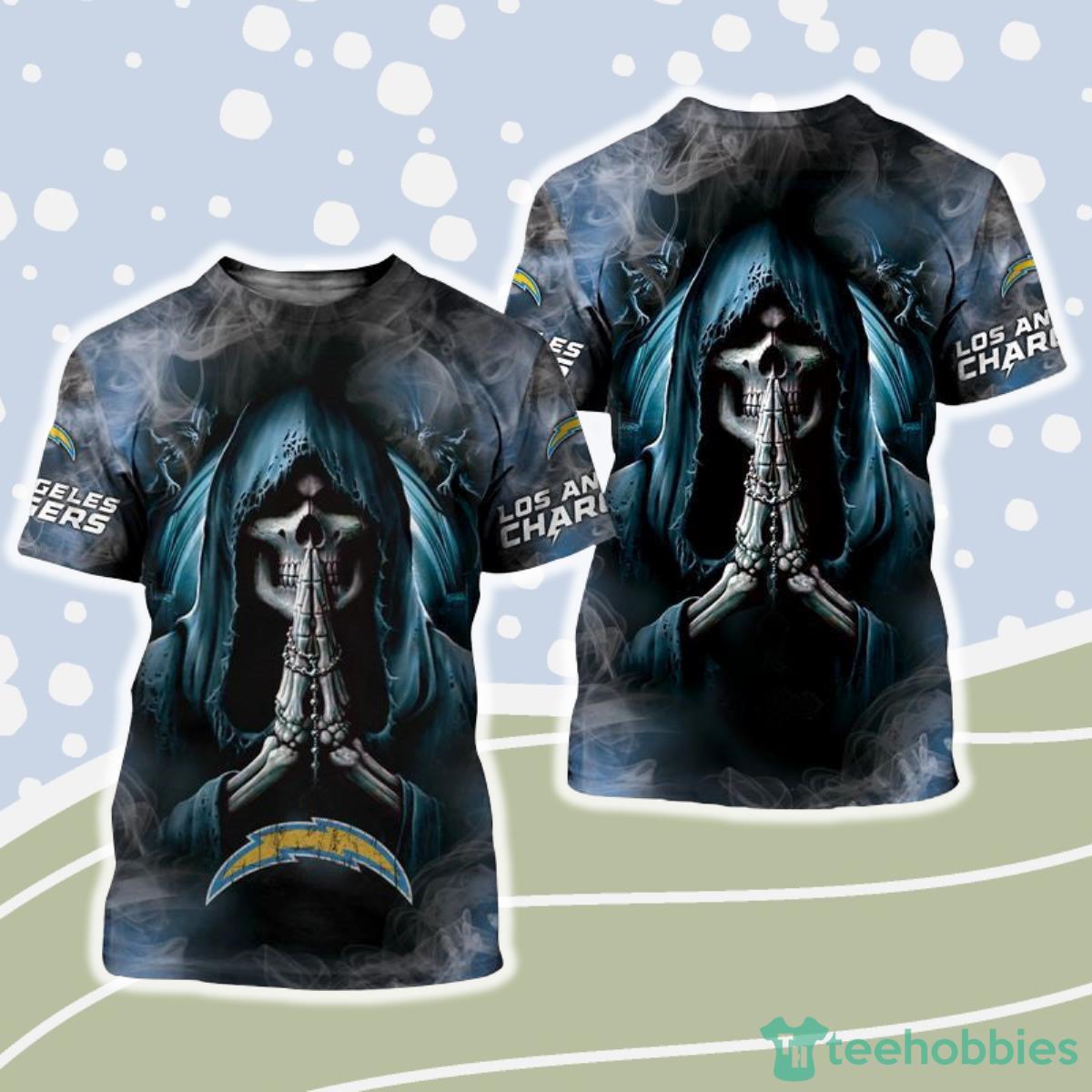 Los Angeles Chargers NFL 3D Shirt Background Skull Smoke Product Photo 1