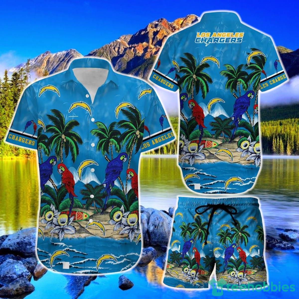 Los Angeles Chargers NFL Football Hawaiian Shirt And Short Graphic Summer Tropical Pattern Product Photo 1