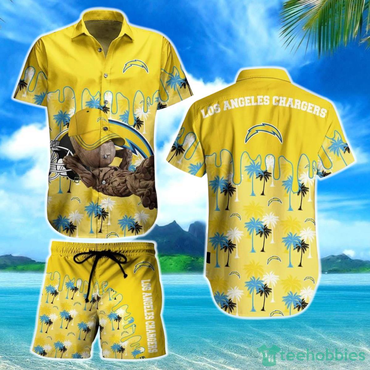 Los Angeles Chargers NFL Hawaiian Shirt And Short Groot Graphic New Summer Perfect Best Gift Ever Product Photo 1