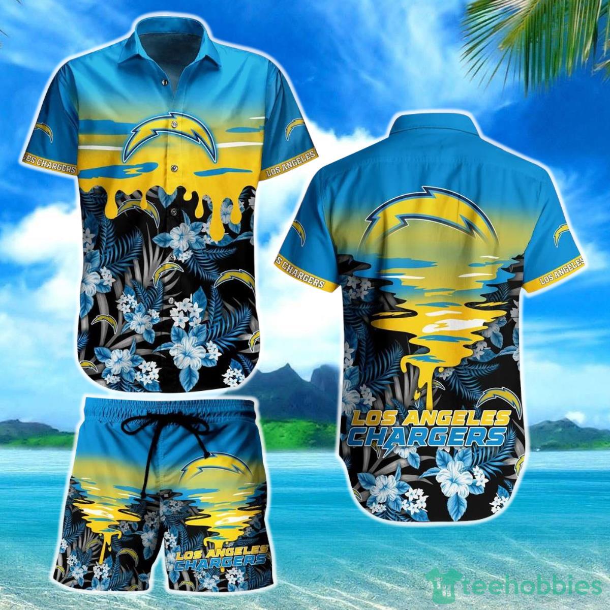 Los Angeles Chargers NFL Hawaiian Shirt And Short Tropical Pattern Beach Shirt New Gift For Best Fan Product Photo 1