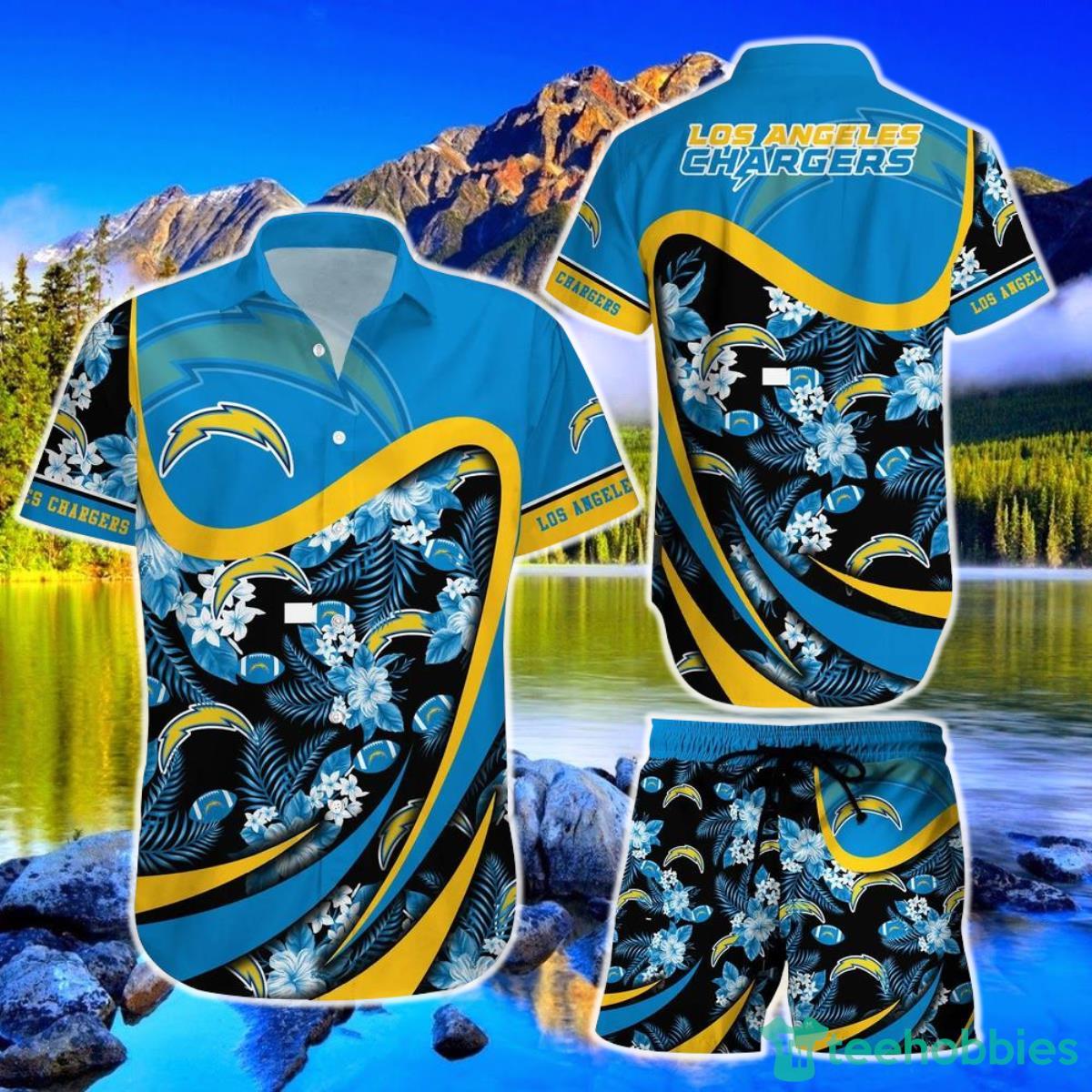 Los Angeles Chargers NFL Hawaiian Shirt And Short Tropical Pattern Beach Shirt New Gift For Sports Fans Product Photo 1