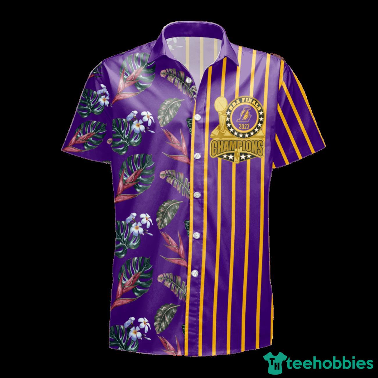 Los Angeles Lakers NBA Champions Pattern Print Hawaiian Shirt Product Photo 2