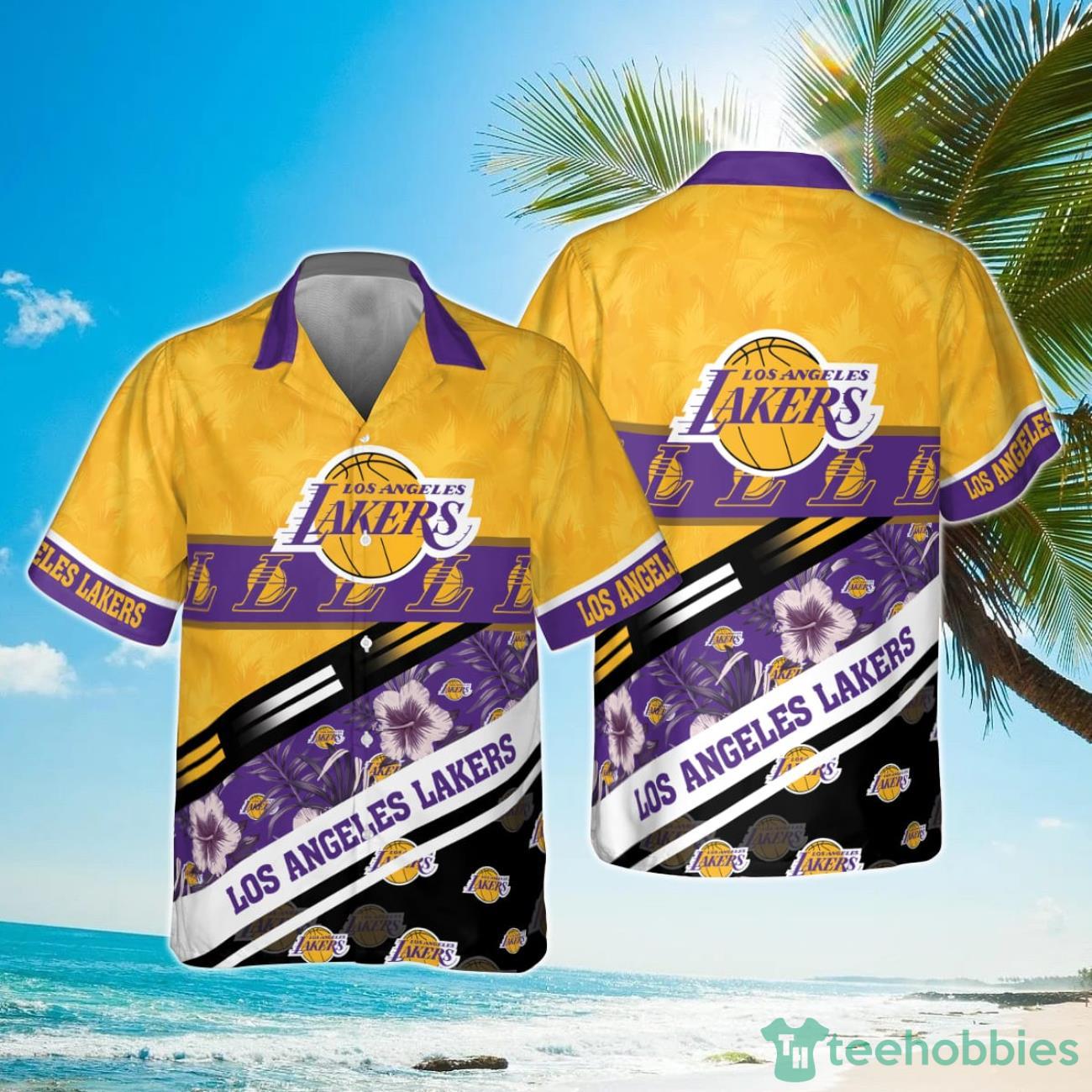 Los Angeles Lakers Tree Hawaii Pattern Cute Print Hawaiian Shirt Product Photo 1