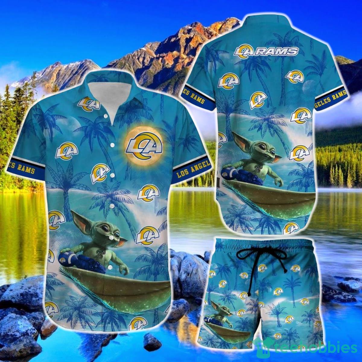 Los Angeles Rams Footbal NFL Baby Yoda Hawaiian Shirt And Short Style Summer Gift For Men Women Product Photo 1