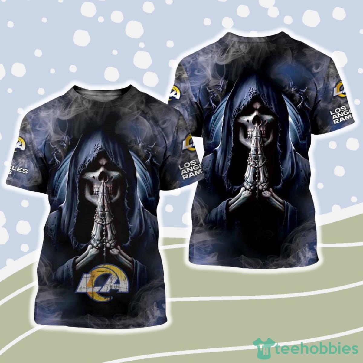 Los Angeles Rams NFL 3D Shirt Background Skull Smoke Product Photo 1