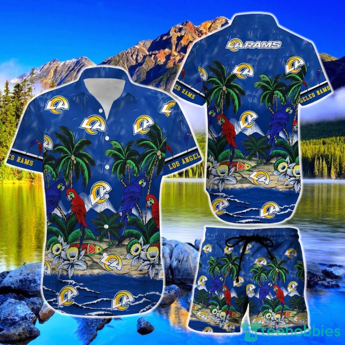 Los Angeles Rams NFL Football Hawaiian Shirt And Short Graphic Summer Tropical Pattern Product Photo 1
