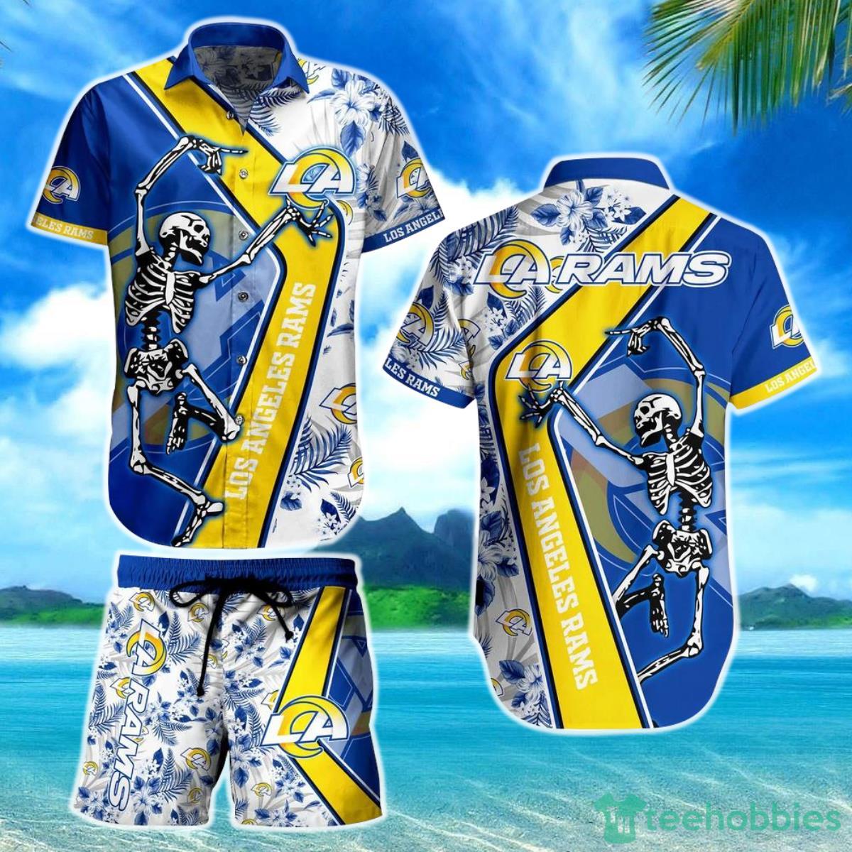 Los Angeles Rams NFL Hawaiian Shirt And Short Sekeleton Design Hot Short Styles For Men Women Product Photo 1