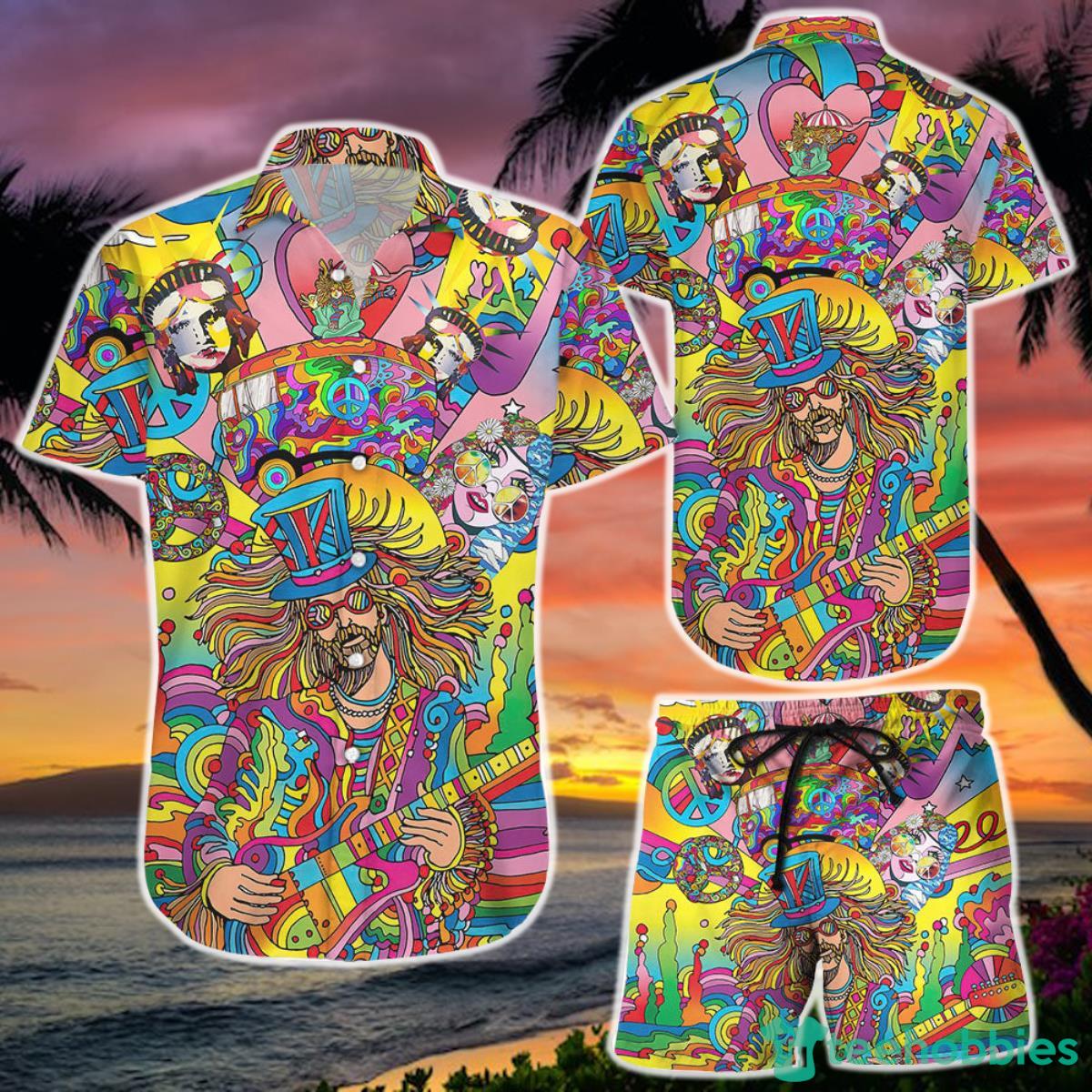 Love Peace And Music Aloha Hippie Hawaii Shirt and Short Cute Beach Themed Gifts Product Photo 1