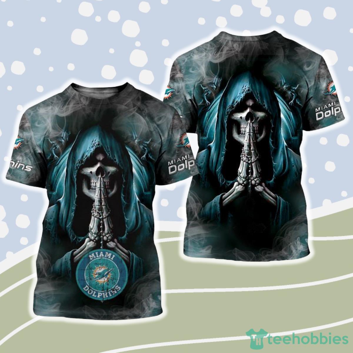 Miami Dolphins NFL 3D Shirt Background Skull Smoke Product Photo 1