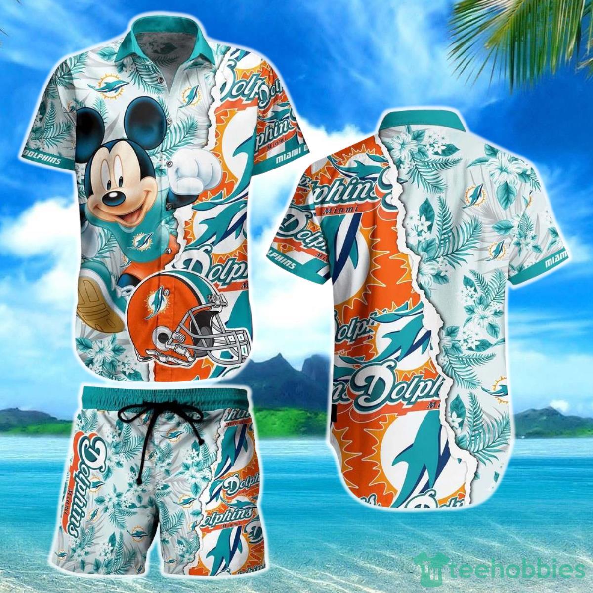 Miami Dolphins NFL Hawaiian Shirt And Short Mickey Graphic Tropical 3D Printed Gift For Men Women Product Photo 1