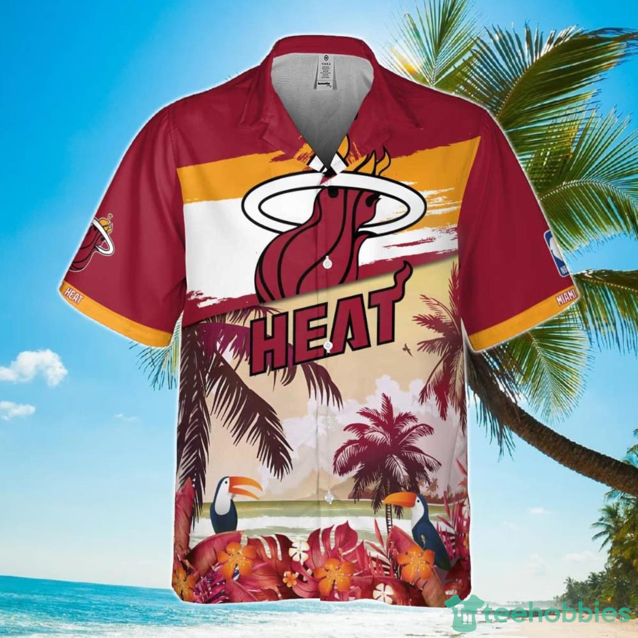 Miami Heat Beach Pattern Colorful Print Hawaiian Shirt image Miami Heat Beach Pattern Colorful Print Hawaiian Shirt Product Photo 2
