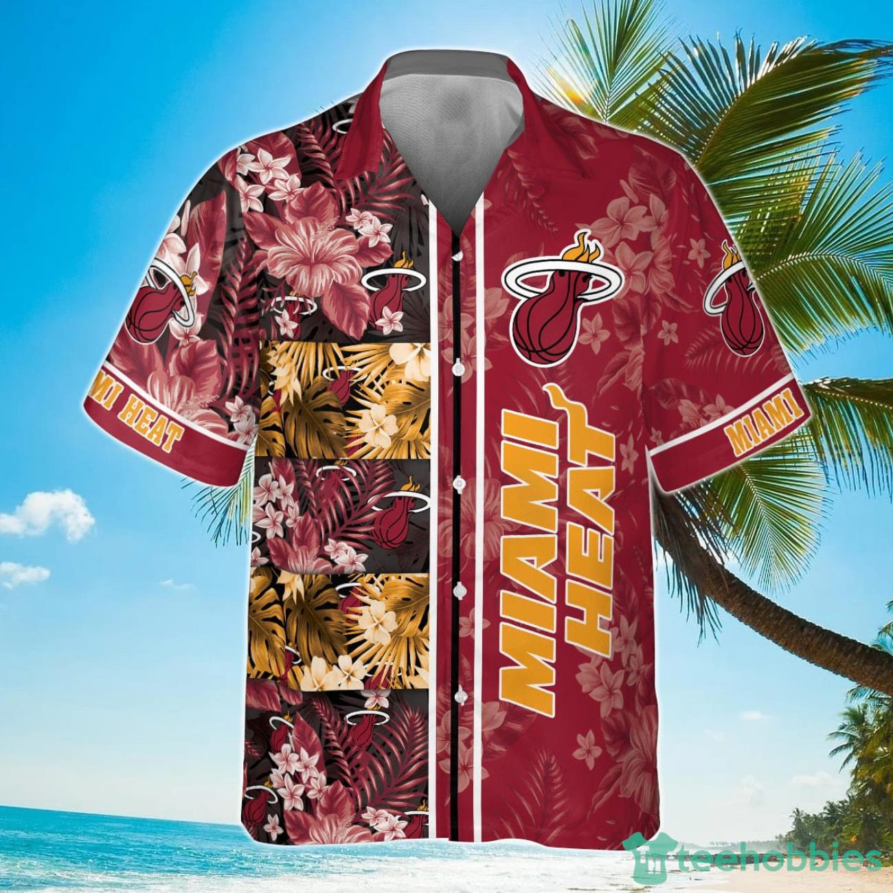 Miami Heat National National Basketball Association 2023 Hibiscus Pattern Hawaiian Shirt Product Photo 2