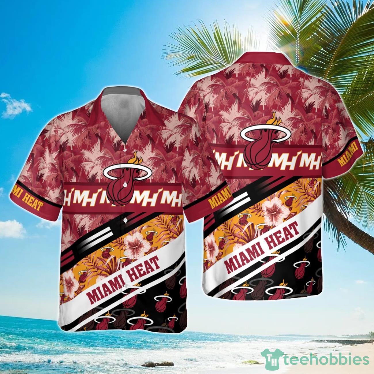 Miami Heat Tree Hawaii Pattern Cute Print Hawaiian Shirt Product Photo 1