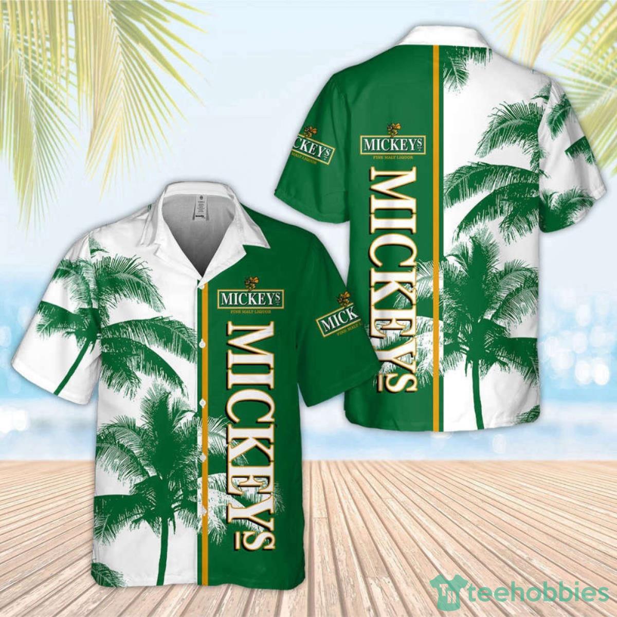 Mickey Fine Malt Liquor Palm Tree Summer Beach Hawaiian Shirt White Green Perfect Gift Product Photo 1