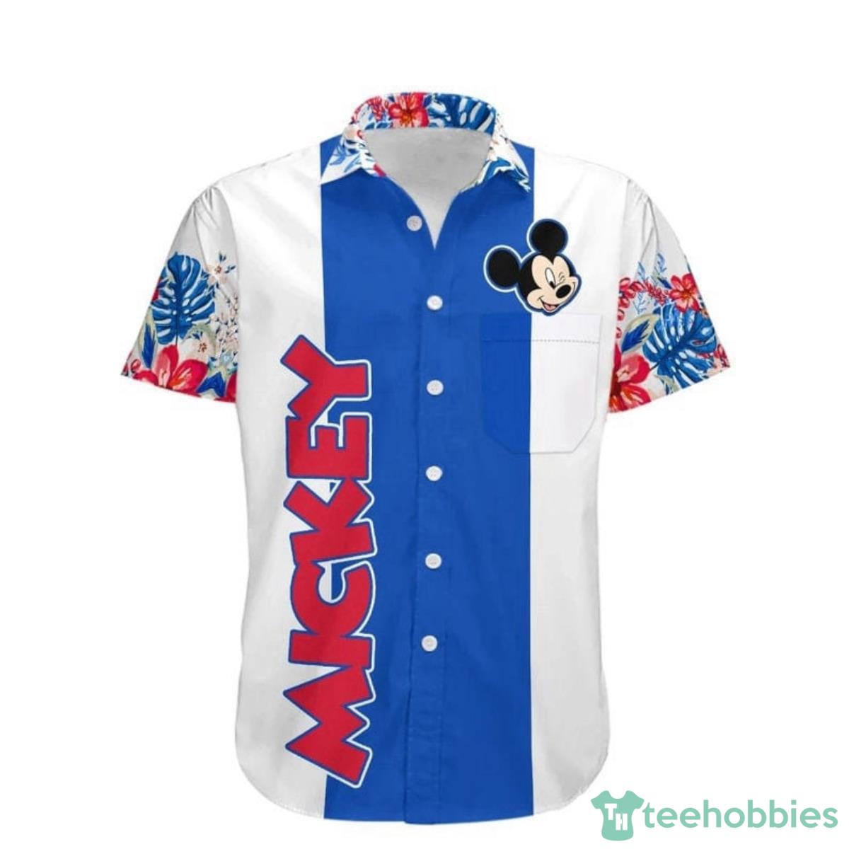 Mickey Mouse Floral Stripe Disney Cartoon Hawaiian Shirt Perfect Gift Product Photo 1