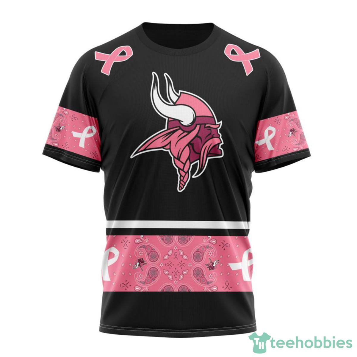 Minnesota Vikings Breast Cancer 3D Shirt Custom Name Product Photo 1
