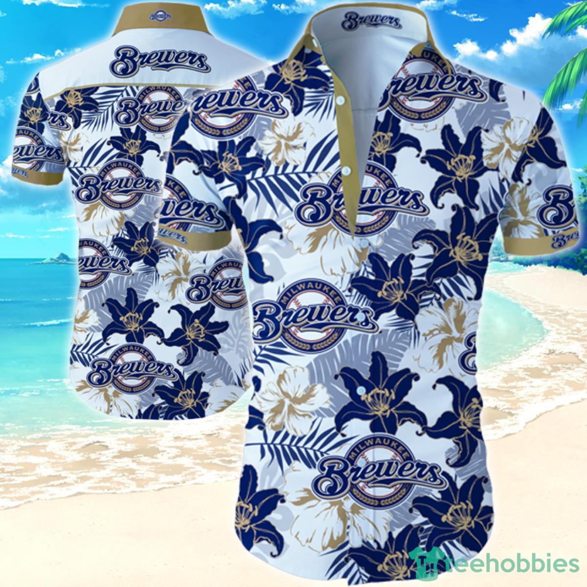 Milwaukee Brewers Tommy Bahama Summer Beach Hawaiian Shirt And Short