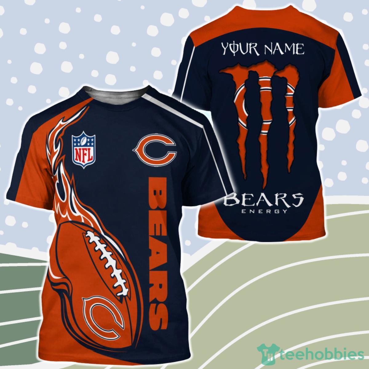 Monster Energy Chicago Bears 3D Shirt Custom Name Product Photo 1