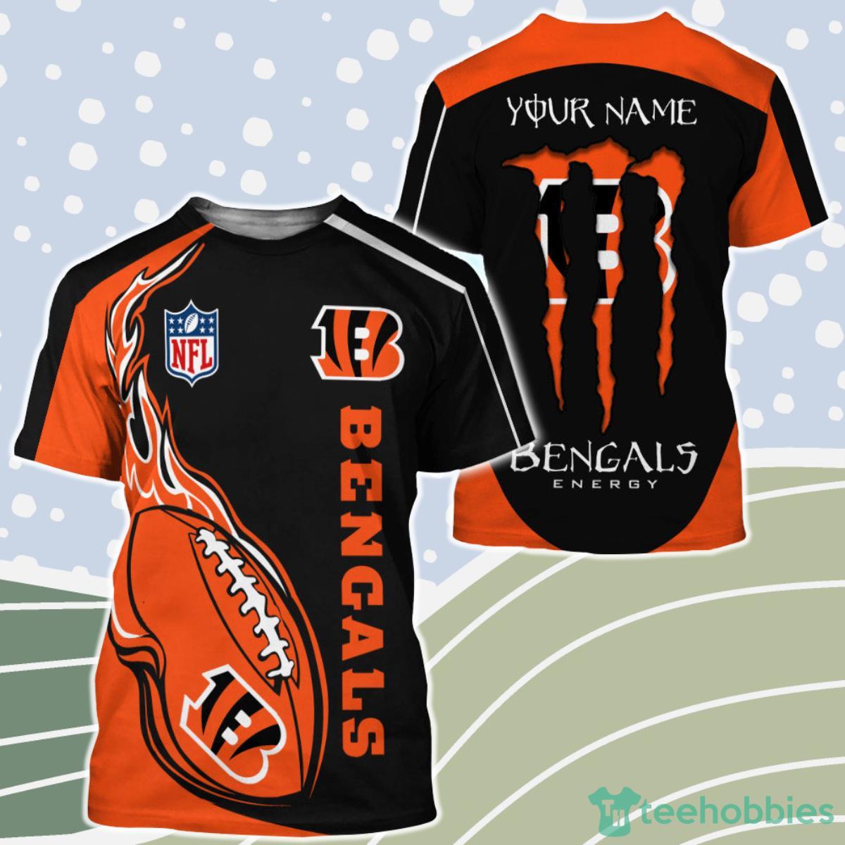 Monster Energy Cincinnati Bengals 3D Shirt Custom Name Product Photo 1