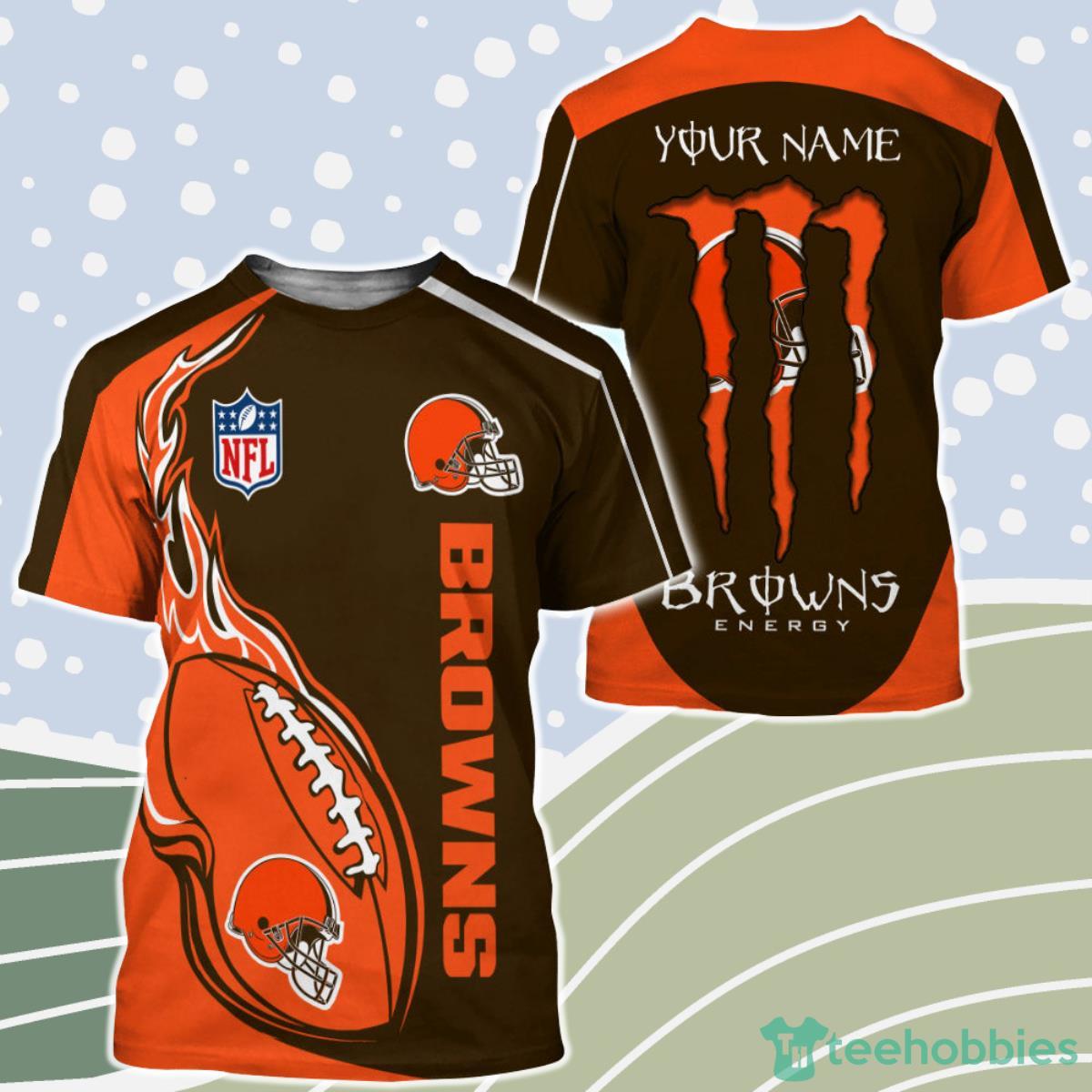 Monster Energy Cleveland Browns 3D Shirt Custom Name Product Photo 1
