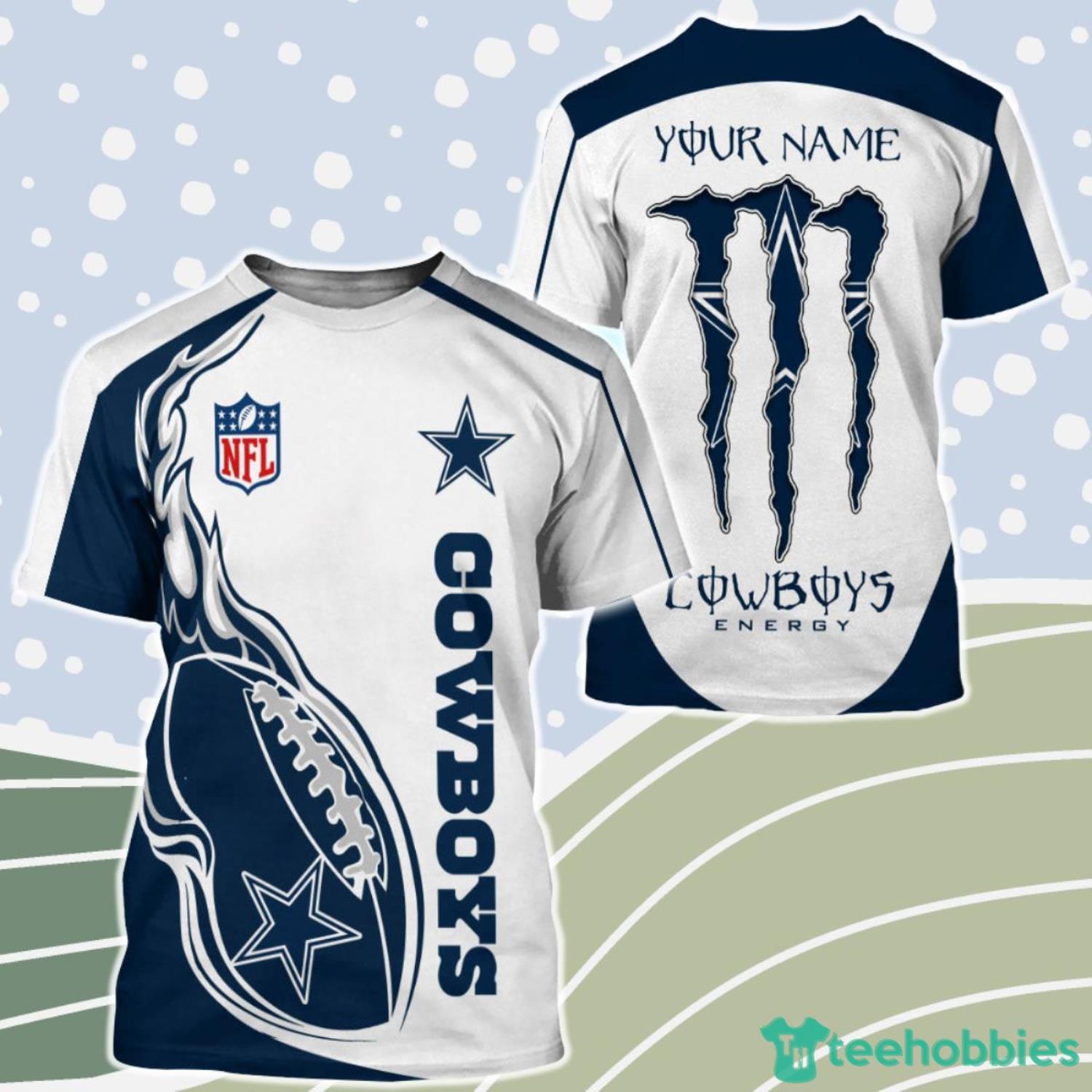 Monster Energy Dallas Cowboys 3D Shirt Custom Name Product Photo 1