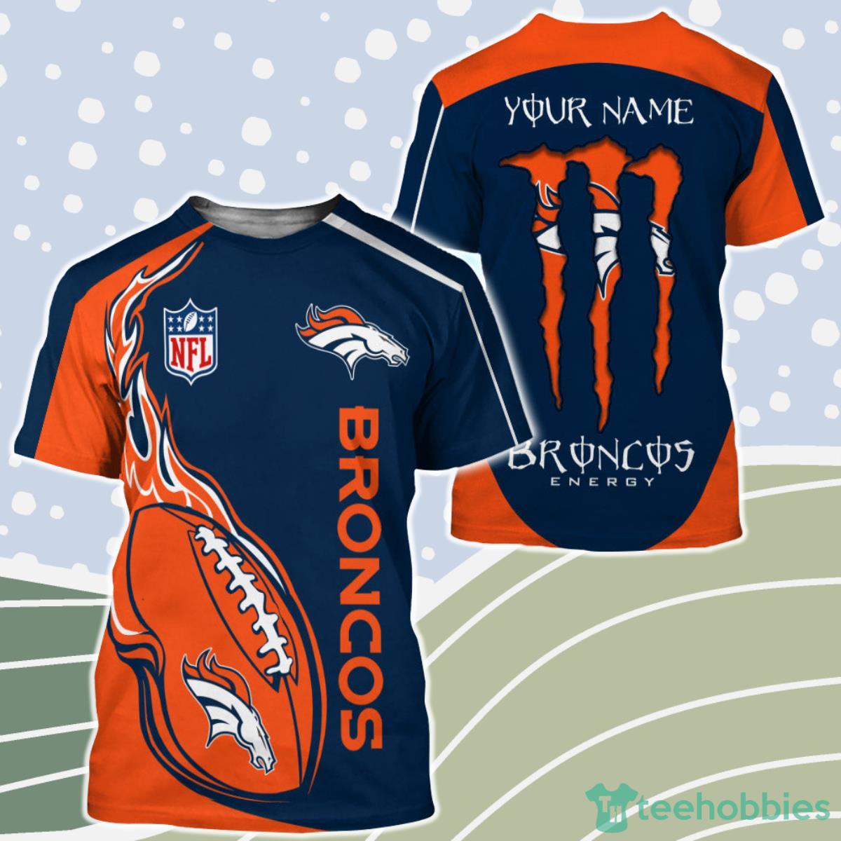 Monster Energy Denver Broncos 3D Shirt Custom Name Product Photo 1