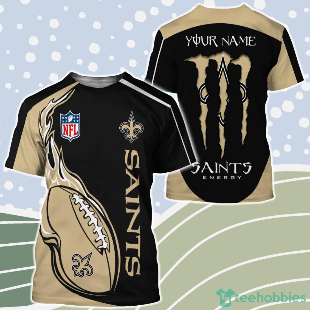 Monster Energy New Orleans Saints 3D Shirt Custom Name Product Photo 1