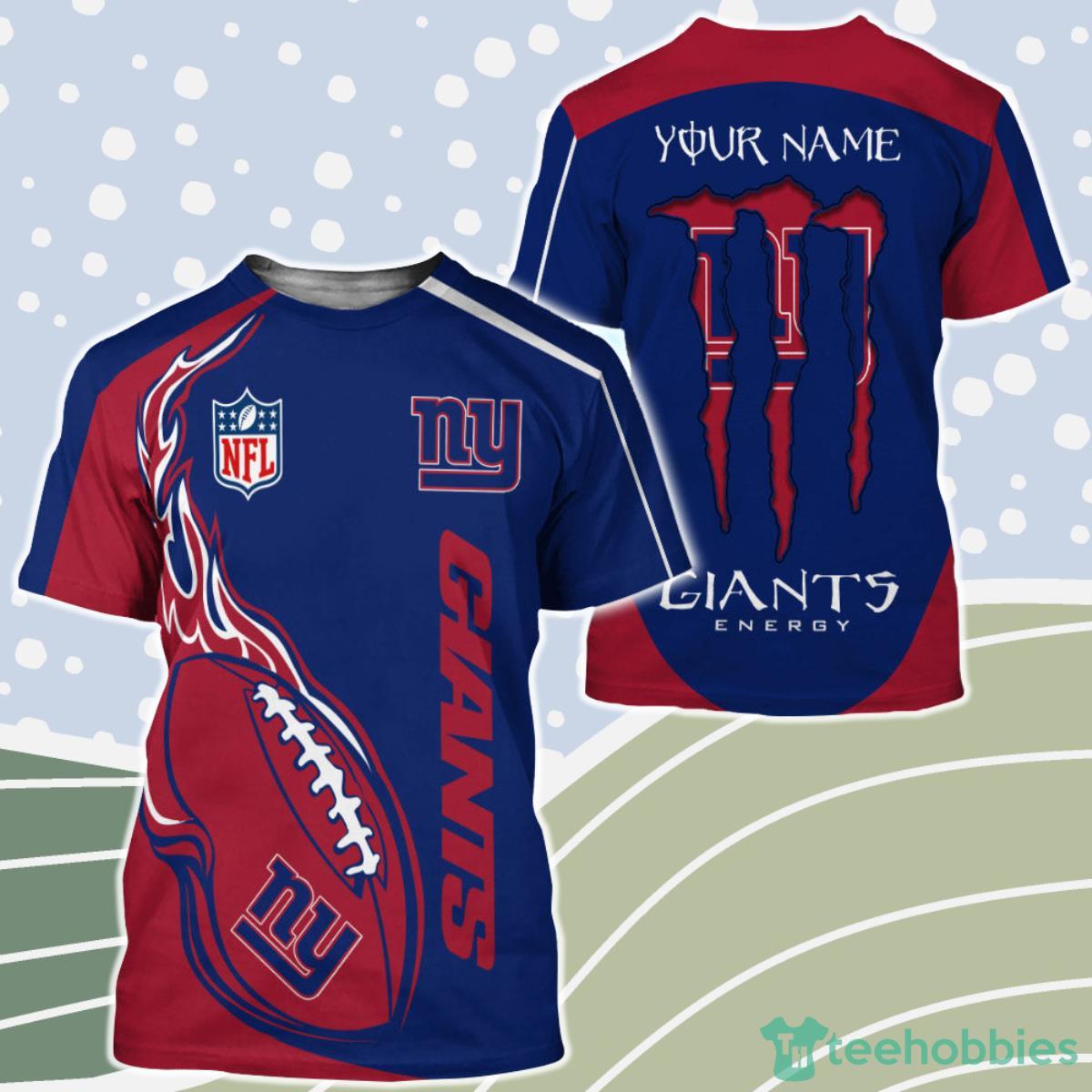 Monster Energy New York Giants 3D Shirt Custom Name Product Photo 1