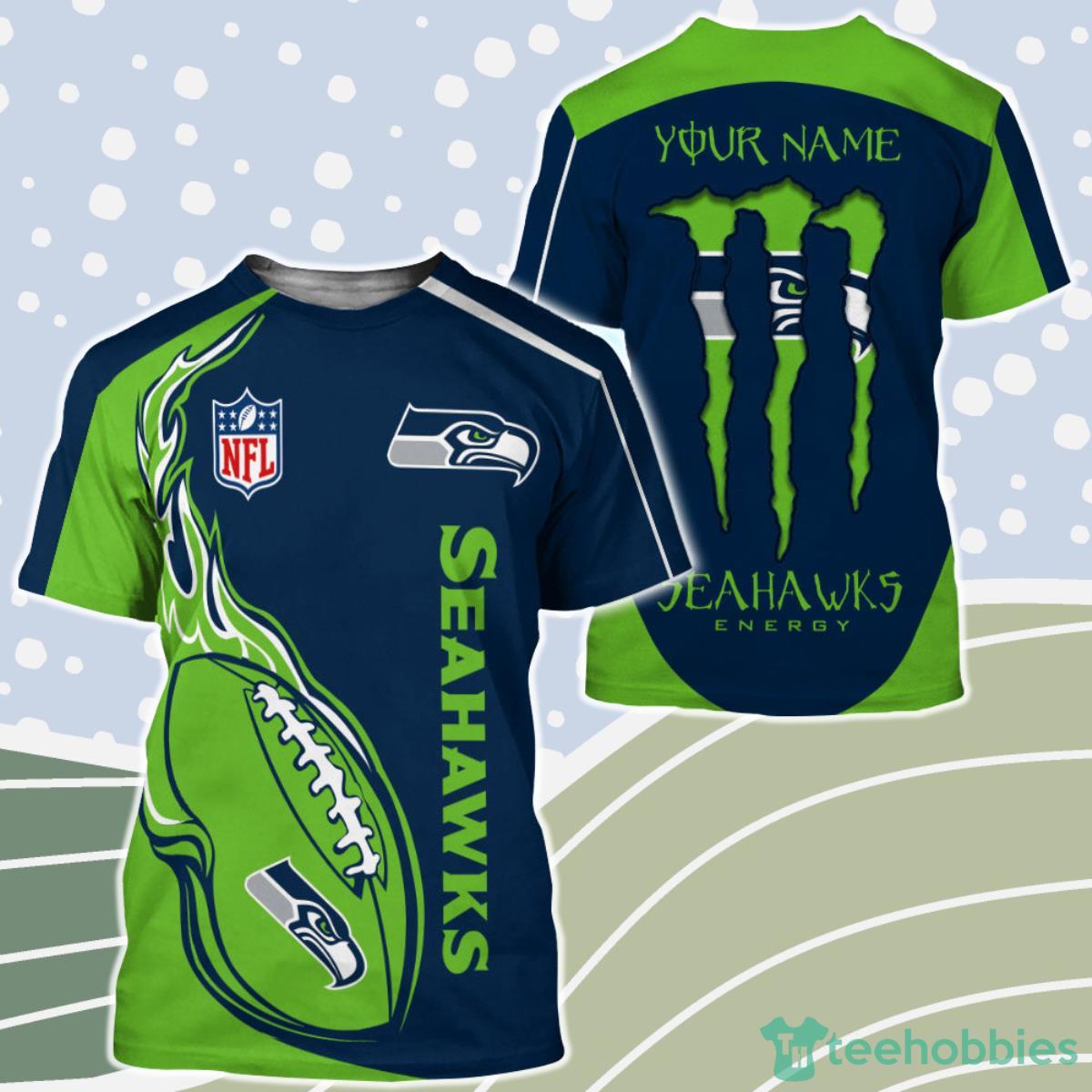 Monster Energy Seattle Seahawks 3D Shirt Custom Name Product Photo 1