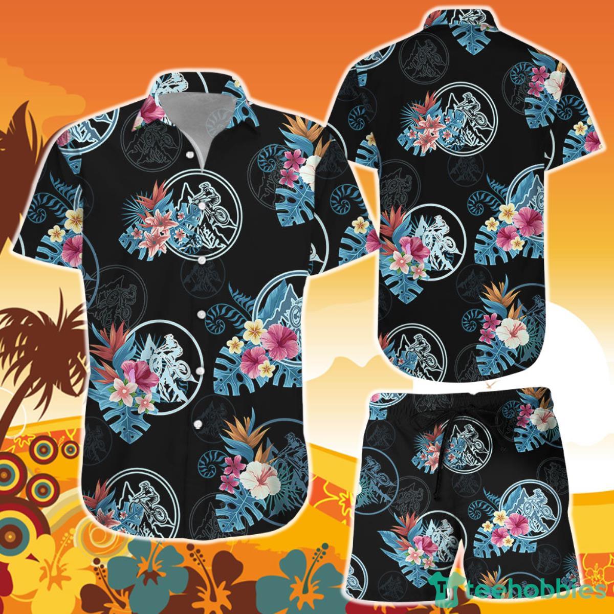 Mountain Biking Tropical Pattern Hawaiian Shirt and Short Gift Ideas Product Photo 1